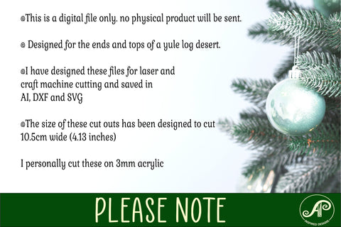 Yule log ends and toppers Christmas desert laser cut design SVG APInspireddesigns 