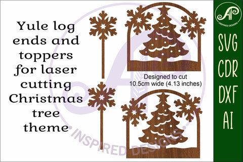 Yule log ends and toppers Christmas desert laser cut design SVG APInspireddesigns 