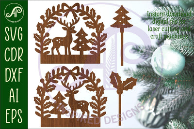 Yule log ends and toppers Christmas desert laser cut design SVG APInspireddesigns 