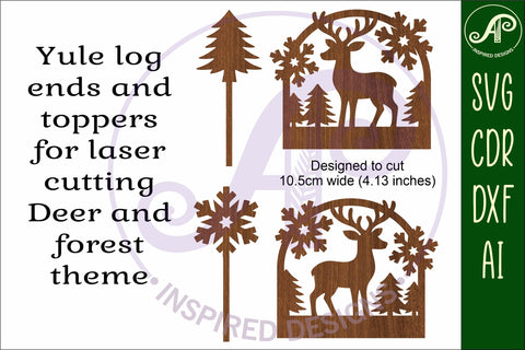 Yule log ends and toppers Christmas desert laser cut design SVG APInspireddesigns 