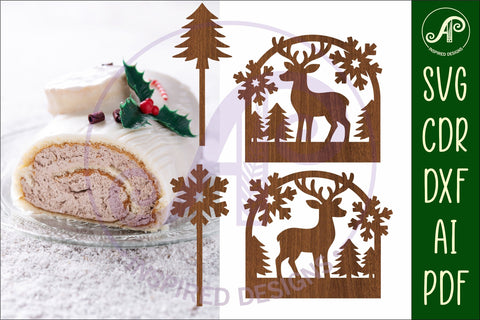 Yule log ends and toppers Christmas desert laser cut design SVG APInspireddesigns 