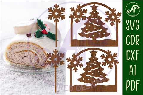 Yule log ends and toppers Christmas desert laser cut design SVG APInspireddesigns 