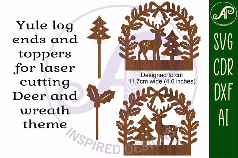 Yule log ends and toppers Christmas desert laser cut design SVG APInspireddesigns 