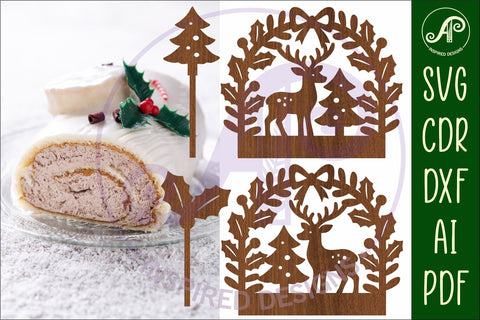 Yule log ends and toppers Christmas desert laser cut design SVG APInspireddesigns 