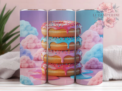 Yummy Frosted Donuts Tumbler, Frosted Donut Wrap, Sweet Treat Sublimation Design, Dessert Lover Cup, 20Oz Skinny Tumbler Wrap, Colorful Donut Mug, Fun Foodie Design Sublimation Li Zamperini 