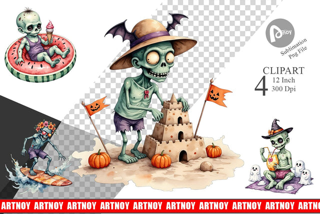 Zany Zombie Escapades Clipart Sublimation artnoy 