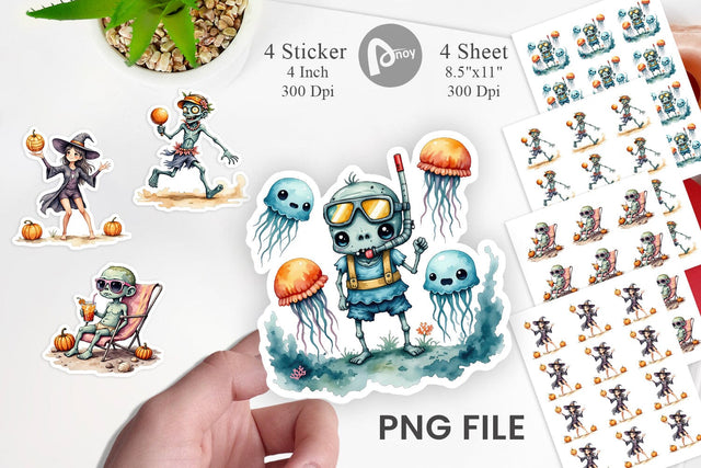 Zany Zombie Escapades Sticker Sublimation artnoy 