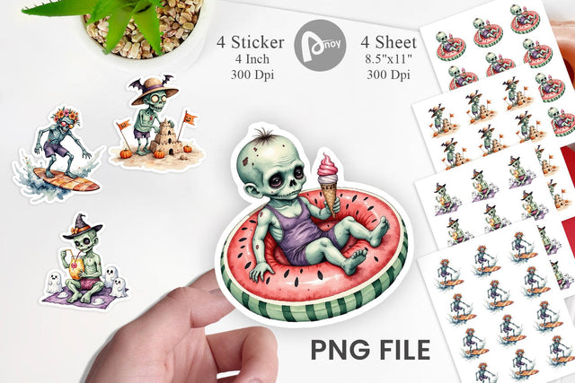 Zany Zombie Escapades Sticker Sublimation artnoy 