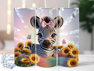 Zebra Butterfly Sunflower 20oz Tumbler, Animal Print Tumbler, Nature Sublimation, Inspirational Wrap Design, Stylish PNG, 20oz Tumbler Wrap Sublimation ToriDesigns 