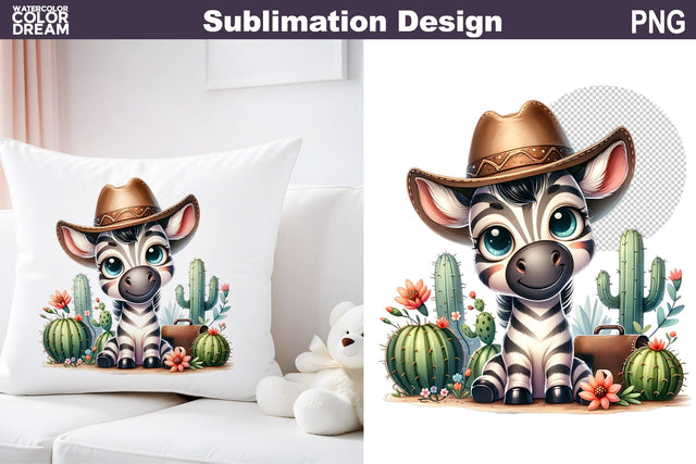 Zebra Cowboy Sublimation | Western Animal Sublimation Sublimation WatercolorColorDream 
