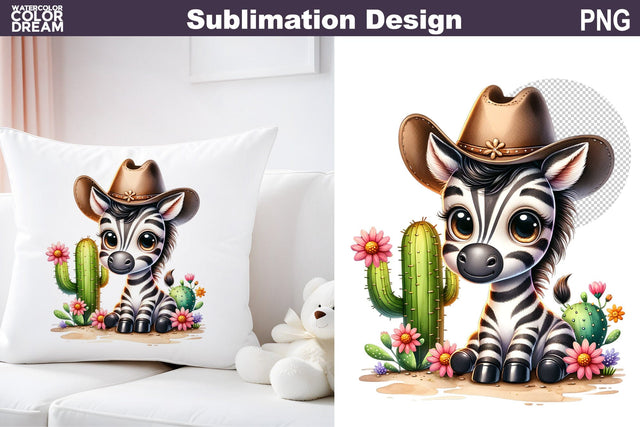 Zebra Cowboy Sublimation | Western Animal Sublimation Sublimation WatercolorColorDream 