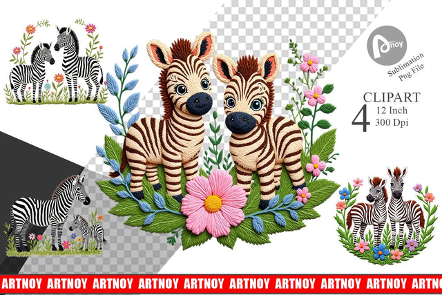Zebra Embroidery Clipart Sublimation artnoy 