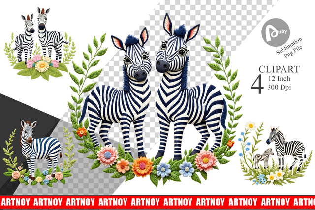 Zebra Embroidery Clipart Sublimation artnoy 