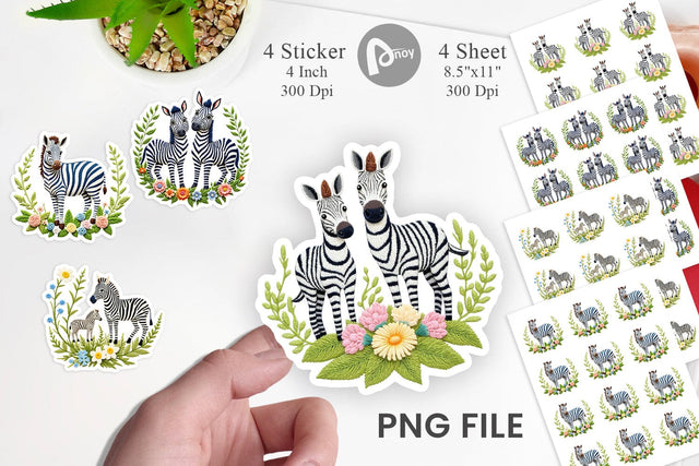 Zebra Embroidery Sticker Sublimation artnoy 