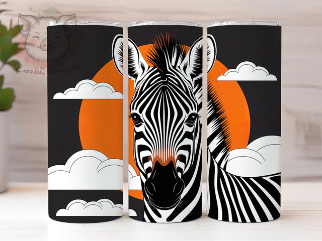 Zebra Face Sunset Safari 20oz Tumbler Wrap, Wildlife Animal, Orange Sunset, Safari Theme, Animal Portrait, 20oz Tumbler Wrap, Sublimation PNG Sublimation Lara' s Designs 