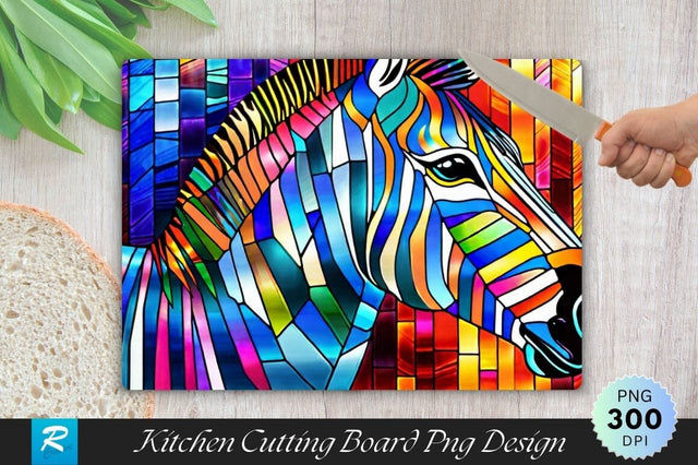Zebra Stained Glass Cutting Board Sublimation Regulrcrative 