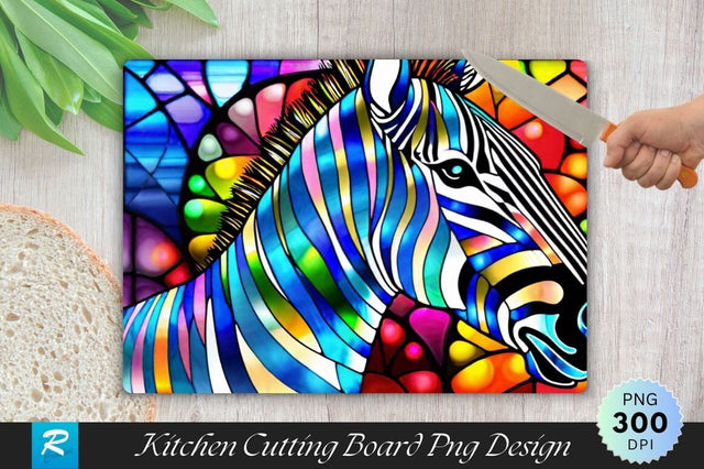 Zebra Stained Glass Cutting Board Sublimation Regulrcrative 