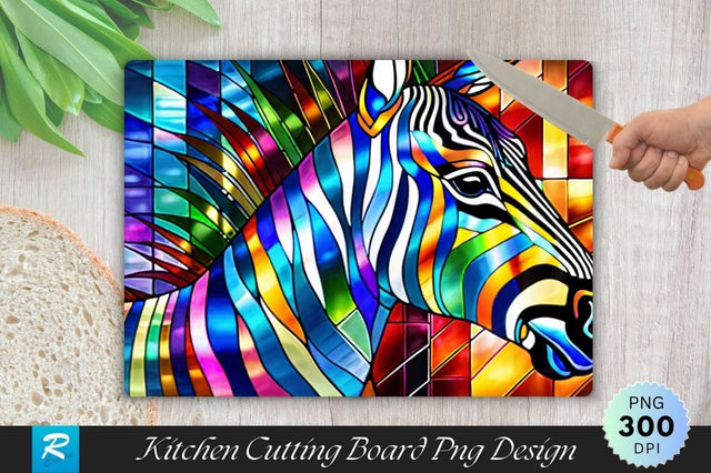 Zebra Stained Glass Cutting Board Sublimation Regulrcrative 