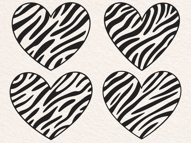 Zebra Stripe Heart SVG, Zebra Heart Svg, Zebra Heart Print, Zebra Stripes, Animal Skin Print Pattern SVG DesignDestine 
