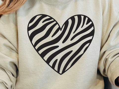 Zebra Stripe Heart SVG, Zebra Heart Svg, Zebra Heart Print, Zebra Stripes, Animal Skin Print Pattern SVG DesignDestine 