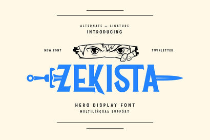 Zekista - Hero Display Font Font twinletter 