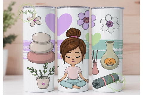 Zen Balance Girl 20oz Tumbler Wrap Sublimation PixelChick 