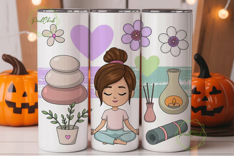 Zen Balance Girl 20oz Tumbler Wrap Sublimation PixelChick 