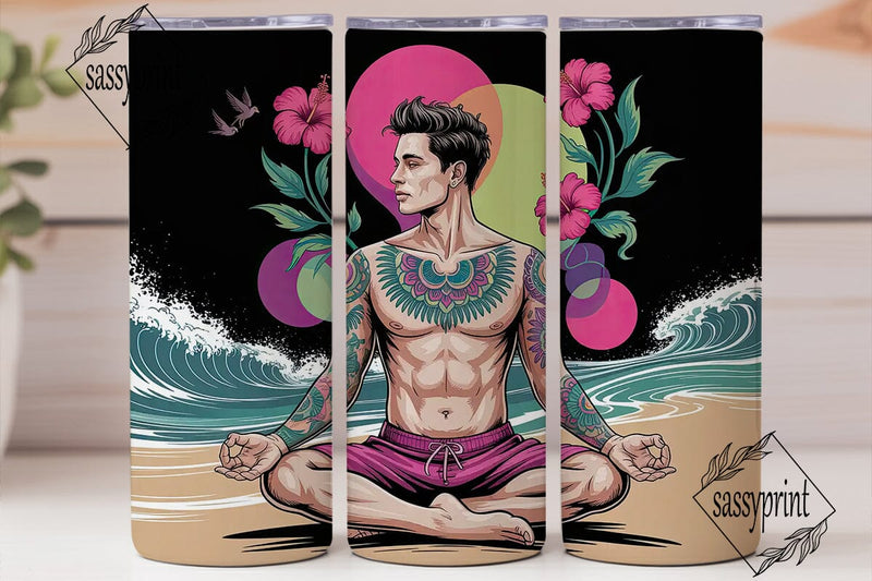 Zen Beach Yoga 20oz Tumbler Wrap Sublimation sassyprint 