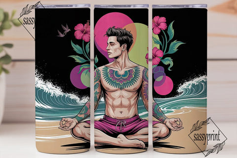 Zen Beach Yoga 20oz Tumbler Wrap Sublimation sassyprint 