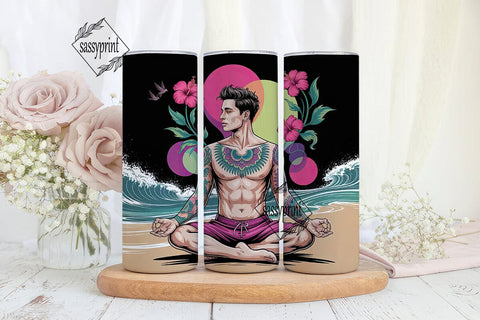 Zen Beach Yoga 20oz Tumbler Wrap Sublimation sassyprint 
