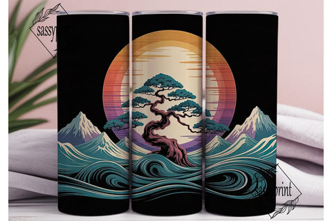 Zen Bonsai Sunset 20oz Tumbler Wrap Sublimation sassyprint 