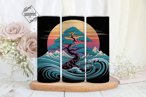 Zen Bonsai Sunset 20oz Tumbler Wrap Sublimation sassyprint 