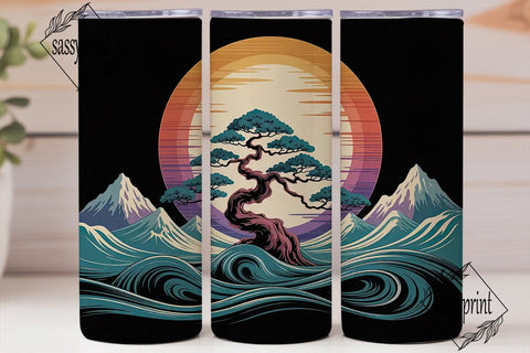 Zen Bonsai Sunset 20oz Tumbler Wrap Sublimation sassyprint 