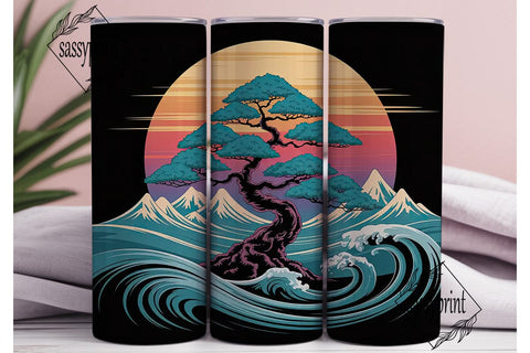 Zen Bonsai Sunset 20oz Tumbler Wrap Sublimation sassyprint 