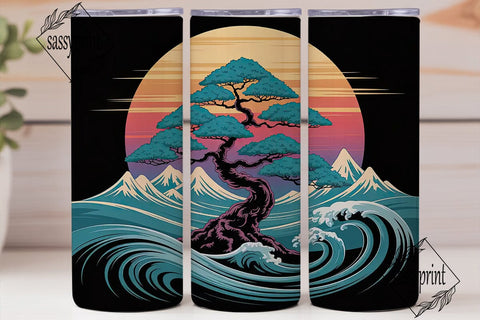 Zen Bonsai Sunset 20oz Tumbler Wrap Sublimation sassyprint 