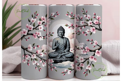 Zen Buddha Cherry Blossom 20oz Tumbler Sublimation PixelChick 