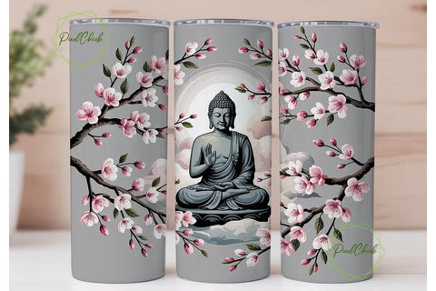 Zen Buddha Cherry Blossom 20oz Tumbler Sublimation PixelChick 