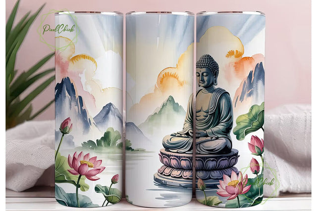 Zen Buddha Meditation 20oz Tumbler Wrap Sublimation PixelChick 