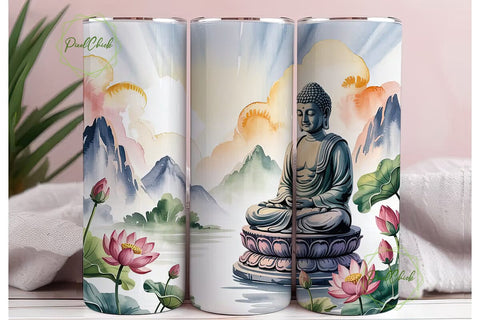 Zen Buddha Meditation 20oz Tumbler Wrap Sublimation PixelChick 