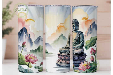 Zen Buddha Meditation 20oz Tumbler Wrap Sublimation PixelChick 