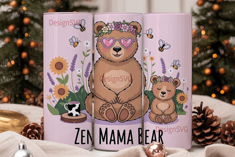 Zen Mama Bear 20oz Tumbler Wrap Sublimation DesignSVG 