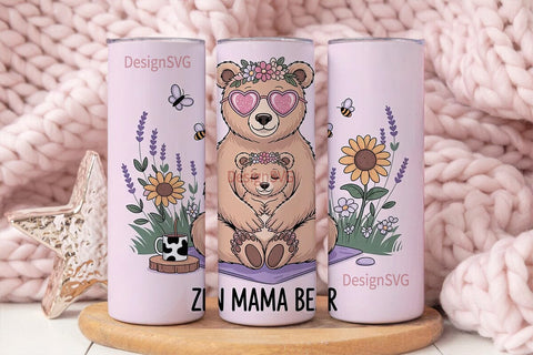 Zen Mama Bear 20oz Tumbler Wrap Sublimation DesignSVG 