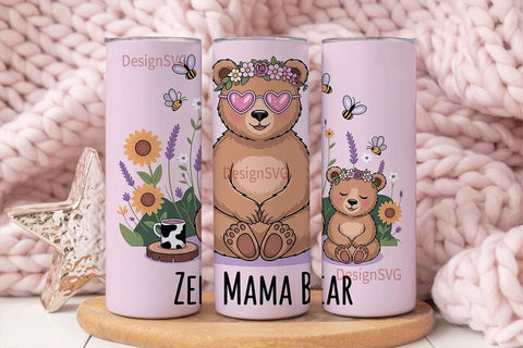 Zen Mama Bear 20oz Tumbler Wrap Sublimation DesignSVG 