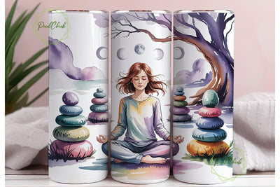 Zen Meditation Moon Tumbler Wrap Sublimation PixelChick 