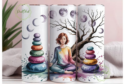Zen Meditation Moon Tumbler Wrap Sublimation PixelChick 