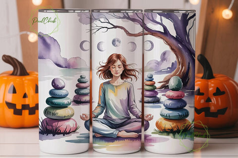 Zen Meditation Moon Tumbler Wrap Sublimation PixelChick 