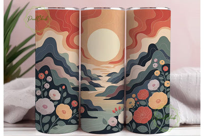 Zen Mountain Floral 20oz Tumbler Wrap Sublimation PixelChick 