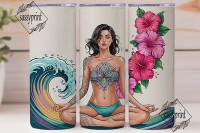 Zen Ocean Yoga 20oz Tumbler Wrap Sublimation sassyprint 