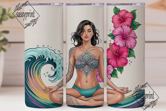 Zen Ocean Yoga 20oz Tumbler Wrap Sublimation sassyprint 