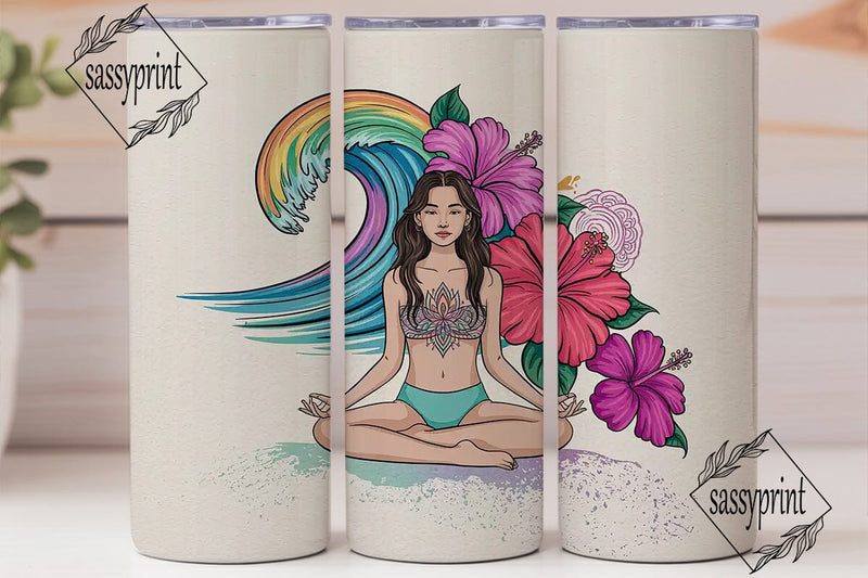 Zen Ocean Yoga 20oz Tumbler Wrap Sublimation sassyprint 